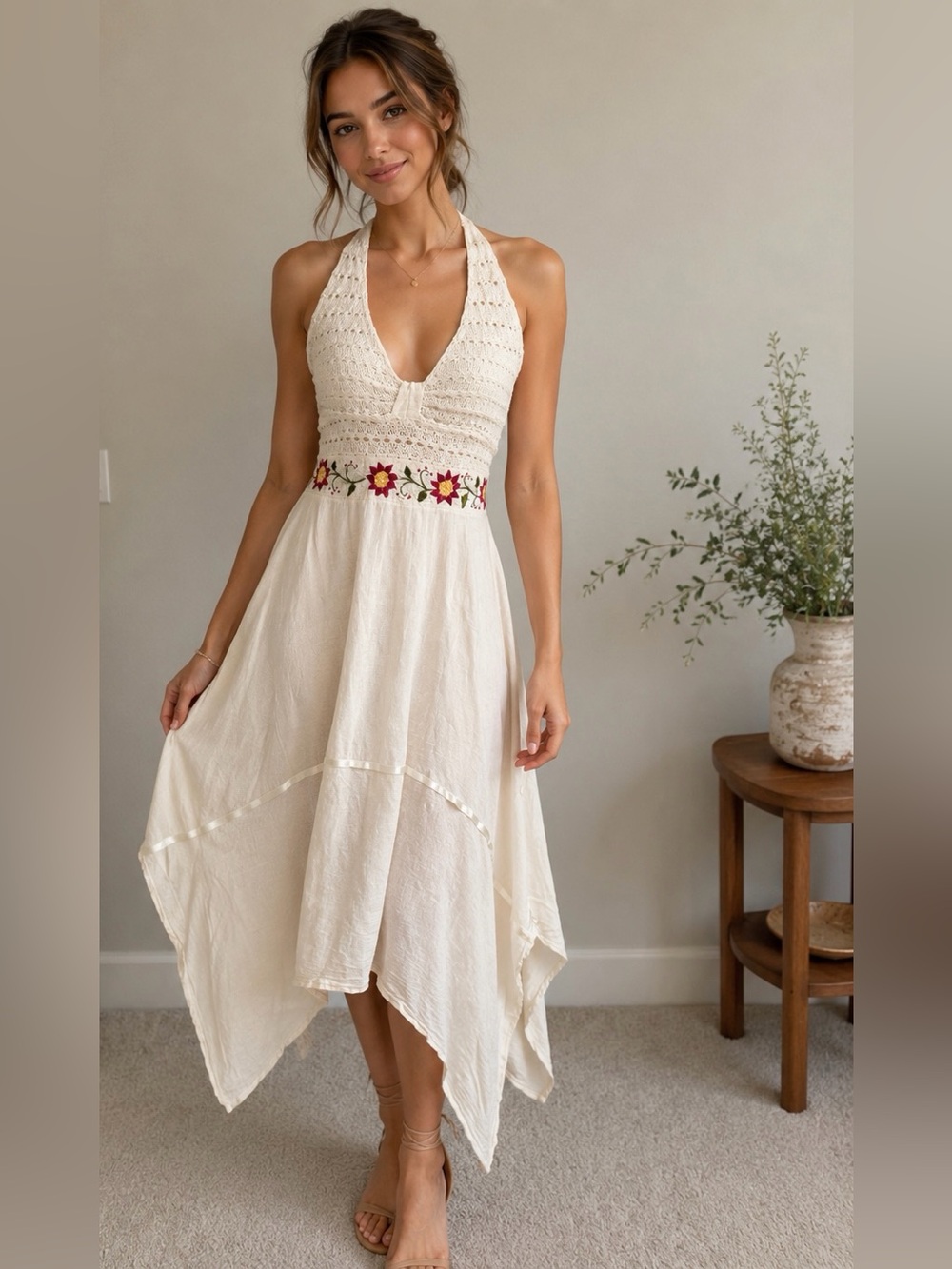 Beautiful handmade dress. Cotton / linen blend